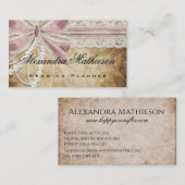 Vintage Perlen und rosafarbener Hochzeitsplaner Visitenkarte (Vorne/Hinten)