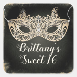 Vintage Perlmasquerade Maske Sweet 16 Party Quadratischer Aufkleber