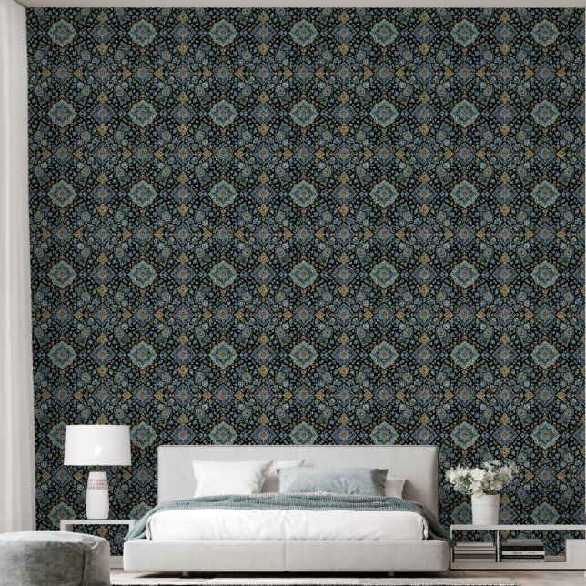 Vintage Persian Medallion Pattern Wallpaper Tapete (Schlafzimmer)