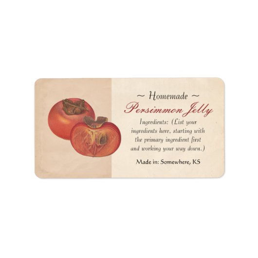 Vintage Persimmon-Labels Adressaufkleber (Vorne)