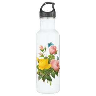 Vintage persische gelbe Rosen-Tee-Rosen durch Trinkflasche