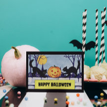 Vintage personalisierbare Katzen-Kürbis-Halloween