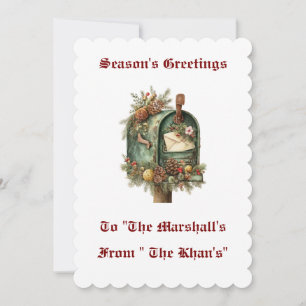 Vintage personalisierte flache Weihnachtskarte Einladung