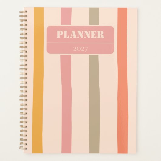 Vintage Personalisierte Gestreifte  Planer (Vorderseite)