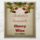 Vintage Personalisierte hausgemachte Kirsche Weinetikett (Einzelnes Label)