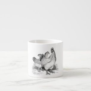 Vintage personalisierte Hühner Hahn Cochin Vögel Espressotasse