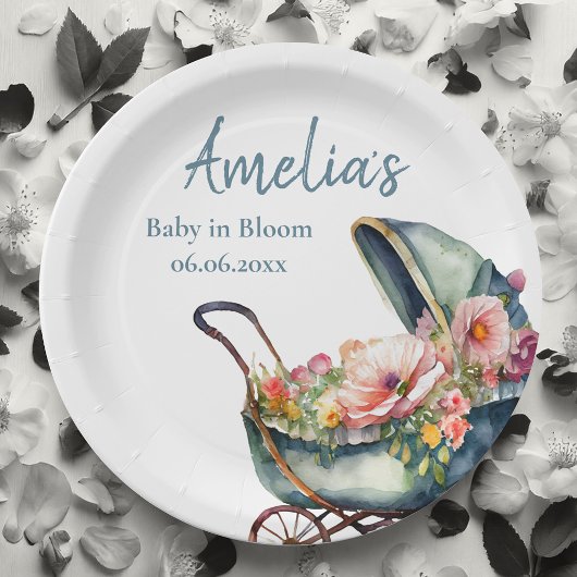 Vintage Personalisierte Kinderdusche Pappteller
