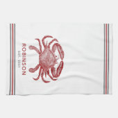 Vintage personalisierte Namensvorlage für rote Kra Geschirrtuch (Horizontal)