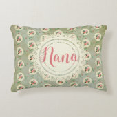 Vintage Personalisierte Rose Doily Green Damask Dekokissen (Vorderseite)