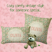 Vintage Personalisierte Rose Doily Green Damask Dekokissen