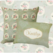 Vintage Personalisierte Rose Doily Green Damask Kissen
