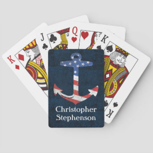 Vintage personalisierter amerikanischer Flaggenank Spielkarten