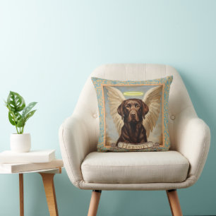 Vintage personalisierter Chocolate-Labrador-Engel Kissen