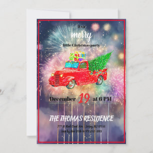 Vintage personalisierter roter LKW-Weihnachten Einladung