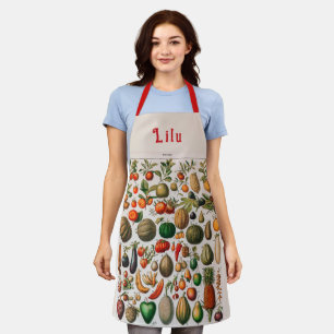 Vintage personalisiertes Obst- und Gemüsemuster Schürze