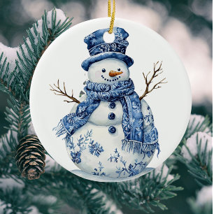 Vintage-Personalisierung Chinoiserie Blau Weißer S Keramik Ornament
