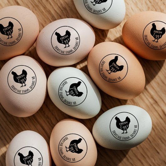 Vintage Personalized Rustic Farmhouse Egg Stamp  Gummistempel
