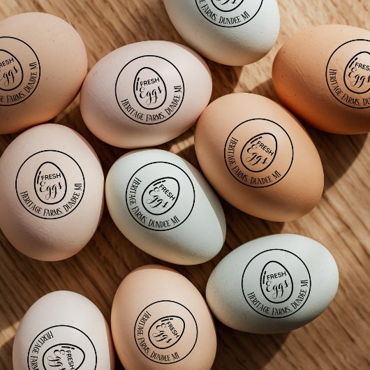 Vintage Personalized Rustic Farmhouse Egg Stamp  Gummistempel