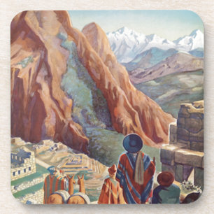 Vintage Peru der Inkas über Pan American Travel Getränkeuntersetzer