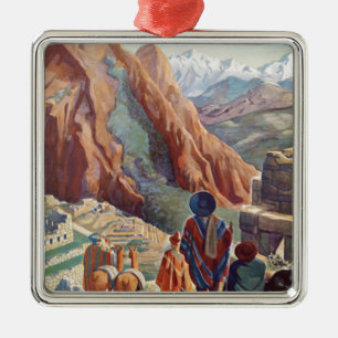 Vintage Peru der Inkas via Pan American Travel Ornament Aus Metall