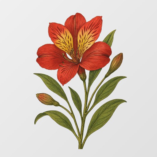Vintage Peruvian Lily Fensteraufkleber (Blatt)