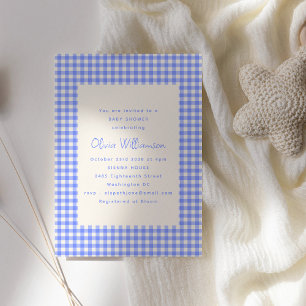 Vintage Perwinkle Gingham Karo Süße Babyparty Einladung