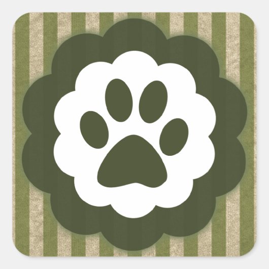 vintage pet paw quadratischer aufkleber (Vorderseite)