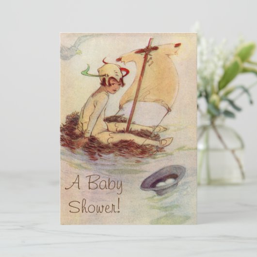 Vintage Peter Pan Kinderdusche Einladung (Stehend Vorderseite)