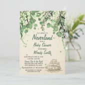 Vintage Peter Pan Neverland Kinderdusche Einladung (Stehend Vorderseite)