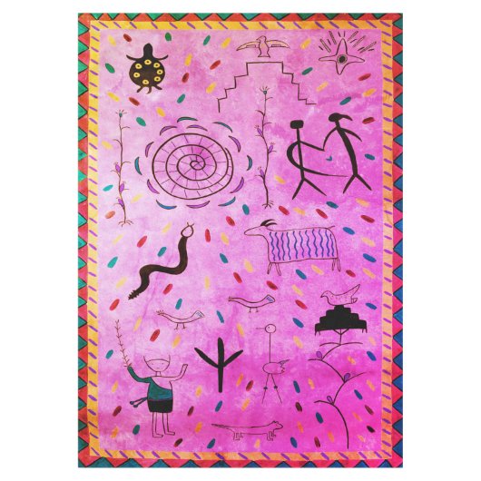 Vintage Petroglyphen Tischdecke (Vorderseite)