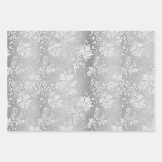 Vintage Pewter Brocade-Hochzeit Geschenkpapier Set (Vorderseite)