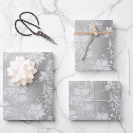 Vintage Pewter Brocade-Hochzeit Geschenkpapier Set