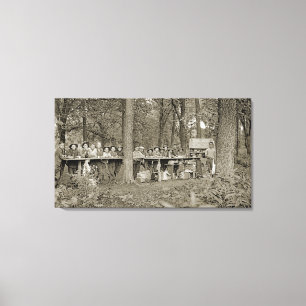 Vintage Pfadfinder-Truppe-Campings-Fotozwanziger Leinwanddruck