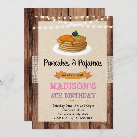 Vintage Pfannkuchen Einladung (Vorne/Hinten)