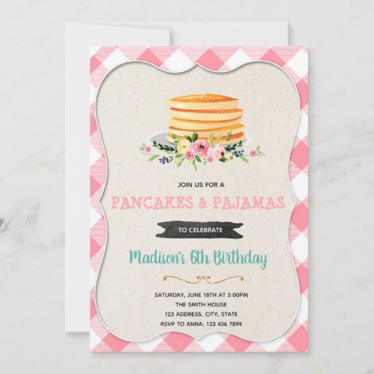 Vintage Pfannkuchen und Party Einladung Pajamas (Vorderseite)