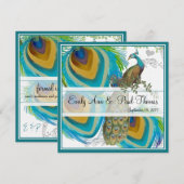 Vintage Pfau 3 Federn Save the Date (Vorne/Hinten)