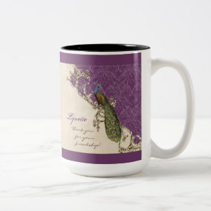 Vintage Pfau & Ätzungen Hindu-Hochzeitsgeschenk Zweifarbige Tasse