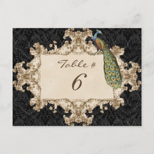 Vintage Pfau & Ätzungen, Tischnummernkarte Postkarte