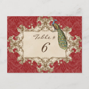 Vintage Pfau & Ätzungen, Tischnummernkarte Postkarte