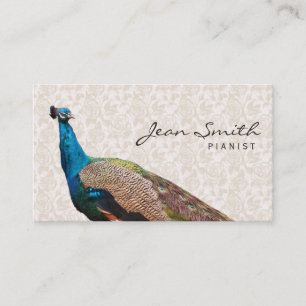Vintage-Pfau-Blumen-Pianist-Visitenkarte Visitenkarte