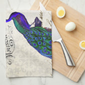 Vintage Pfau-Collage Küchentuch (Viertel Falte)