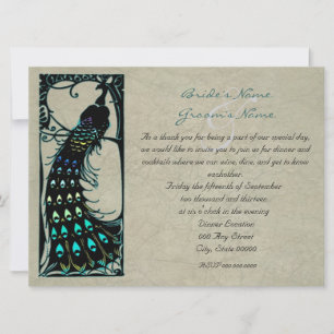 Vintage Pfau Elegantes Hochzeitsprobedinner Einladung