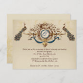 Vintage Pfau-Empfang-Karte horizontal b Einladung (Vorne/Hinten)