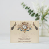 Vintage Pfau-Empfang-Karte horizontal b Einladung (Stehend Vorderseite)