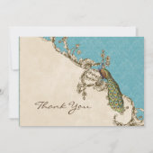 Vintage Pfau & Etchings Vielen Dank Hinweis Karten (Rückseite)