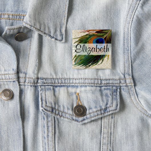 Vintage Pfau-Feder Button (Beispiel)