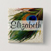 Vintage Pfau-Feder Button (Vorderseite)