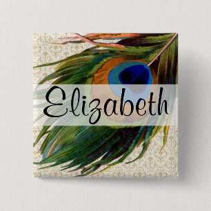 Vintage Pfau-Feder Button