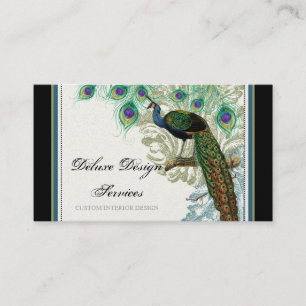 Vintage Pfau, Federn - Elegante Visitenkarten Visitenkarte