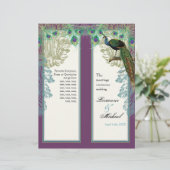Vintage Pfau, Federn - Hochzeitsprogramm (Stehend Vorderseite)